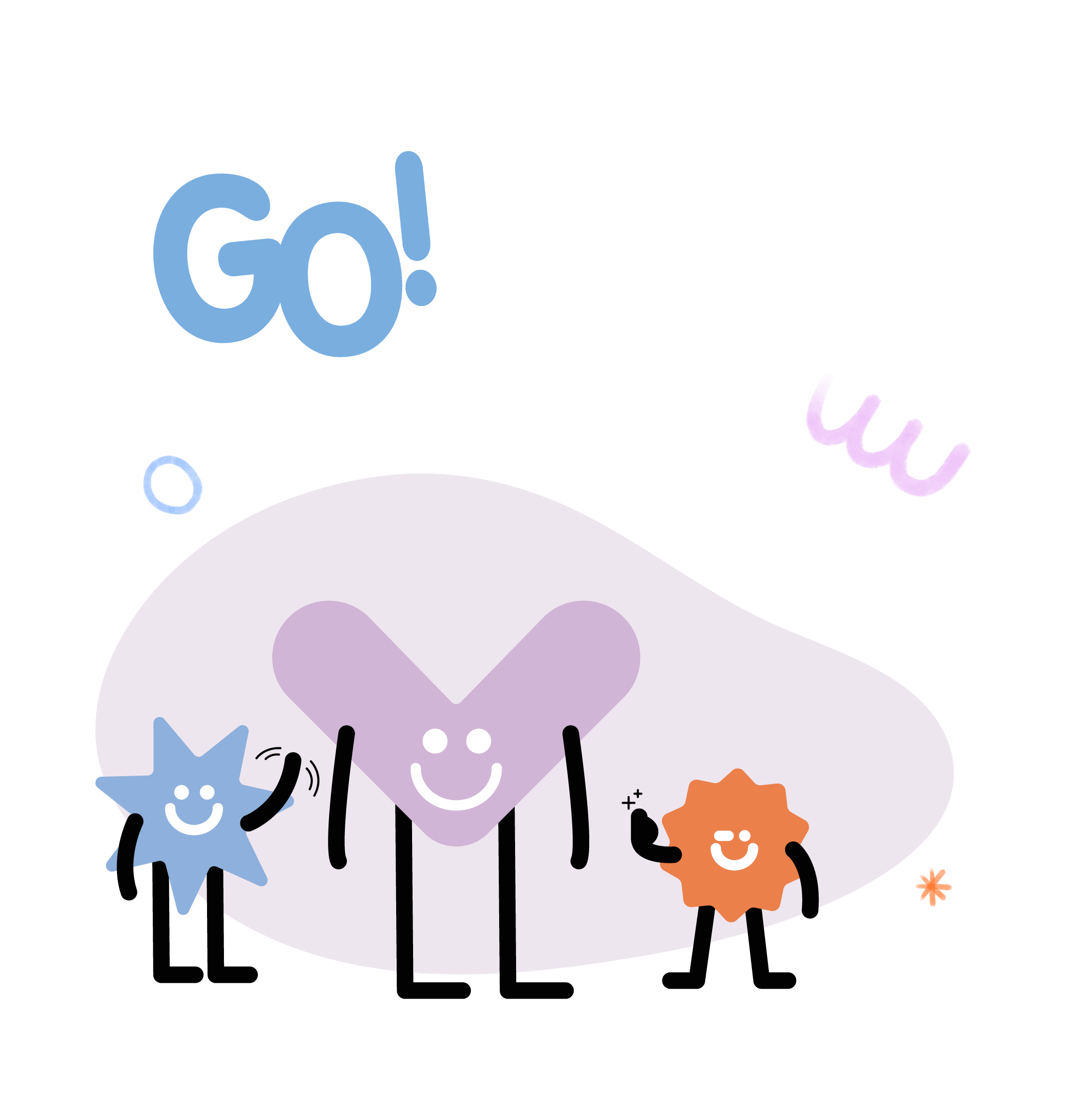Mascottes SMAK en logo GO